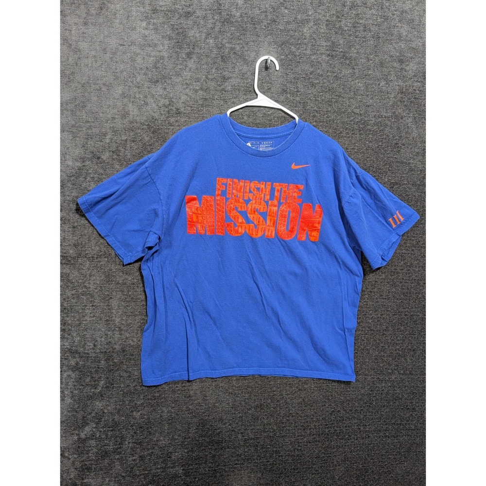 Nike Florida Gators Finish The Mission Blue Orange Graphic T-Shirt Mens XL 2197